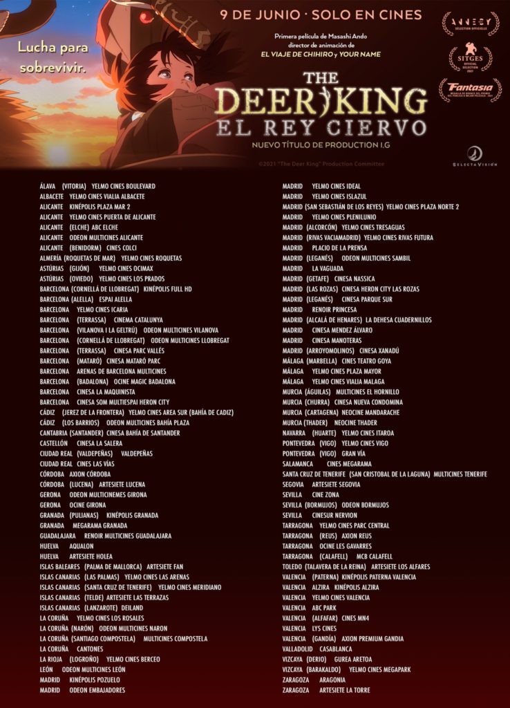 The Deer King Lista de Cines